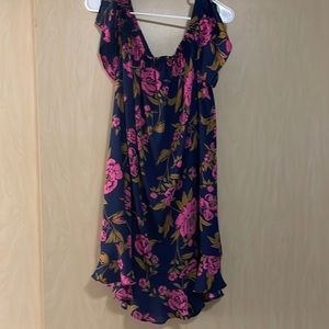 Express XL Floral Off the Shoulder Ruffle Dress